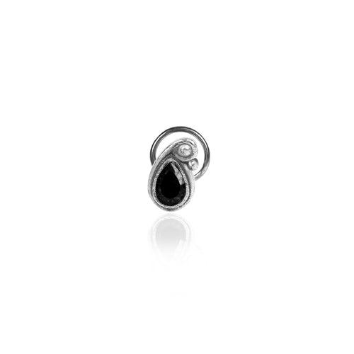 Oxidised Silver Bold Drop Nose Pin