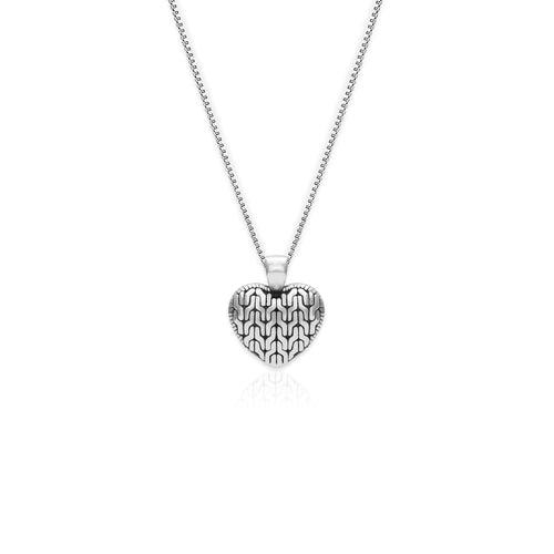 Oxidised Silver Charming Heart Pendant with Box Chain