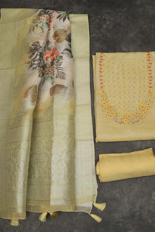 Yellowish kora suit material