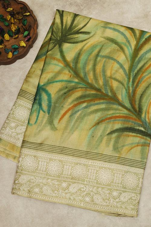 Lite Green Tussar Silk Saree