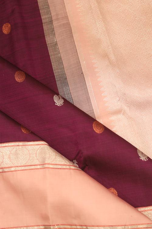 Violet with Peach Silk Saree