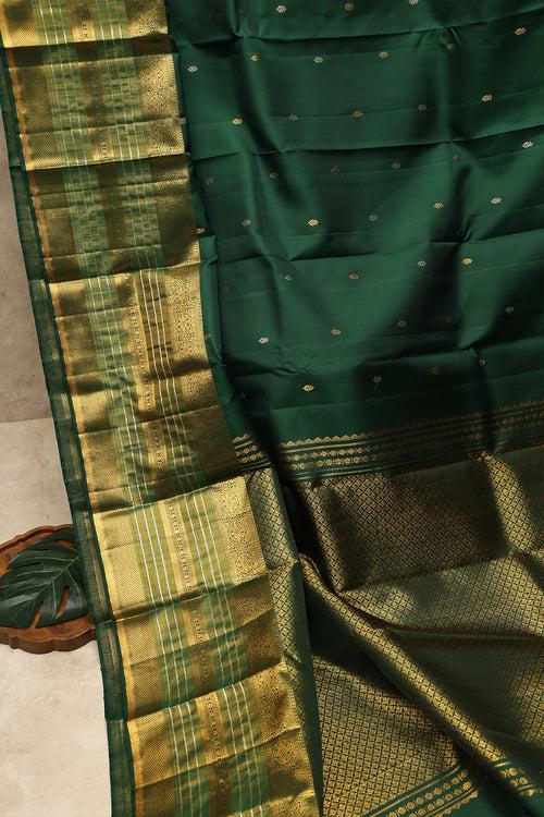 Bottle green pure kanchivaram silk saree