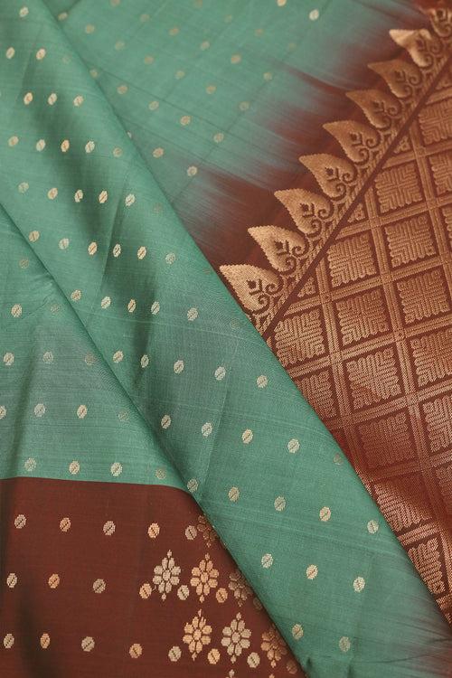 Water Green with Brown Silk Saree