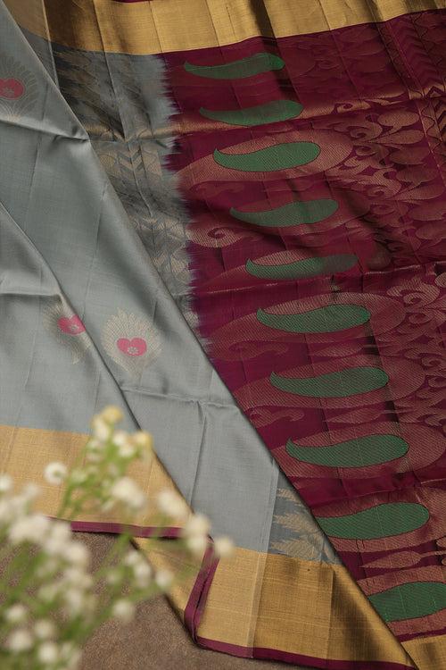 Gray soft silk saree