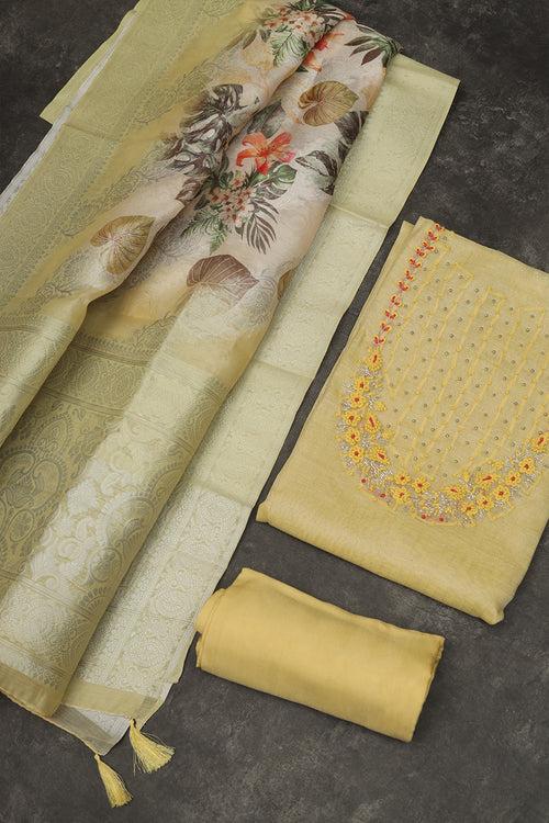 Yellowish kora suit material