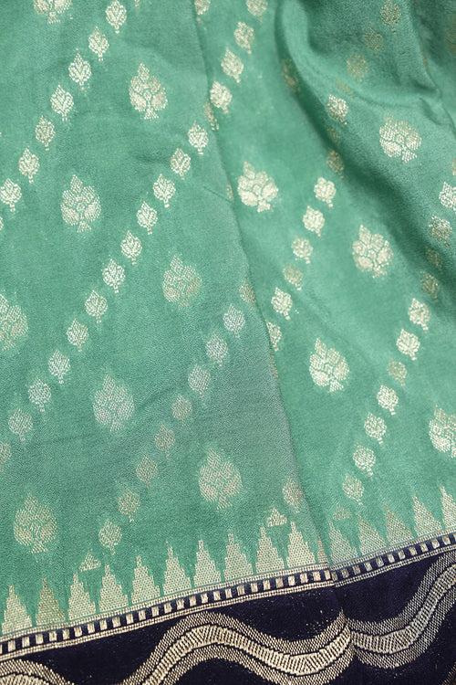 Tiffany teal blue Banaras saree