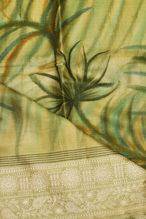 Lite Green Tussar Silk Saree