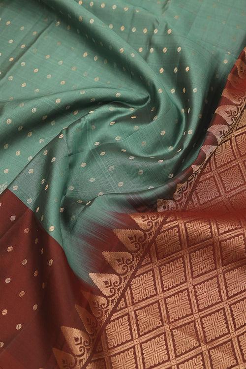 Water Green with Brown Silk Saree