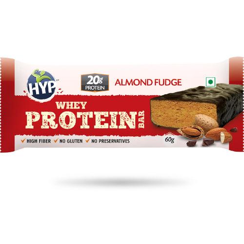 HYP Whey Protein Bar Pack of 6 (60g x 6) - Almond Fudge (Buy 1 Get 1)