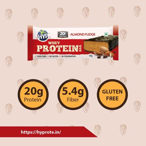 HYP Whey Protein Bar Pack of 6 (60g x 6) - Almond Fudge