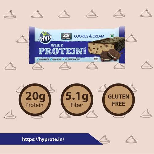 HYP Whey Protein Bar Pack of 6 (60g x 6) - Cookies and Cream (Clearance Sale)