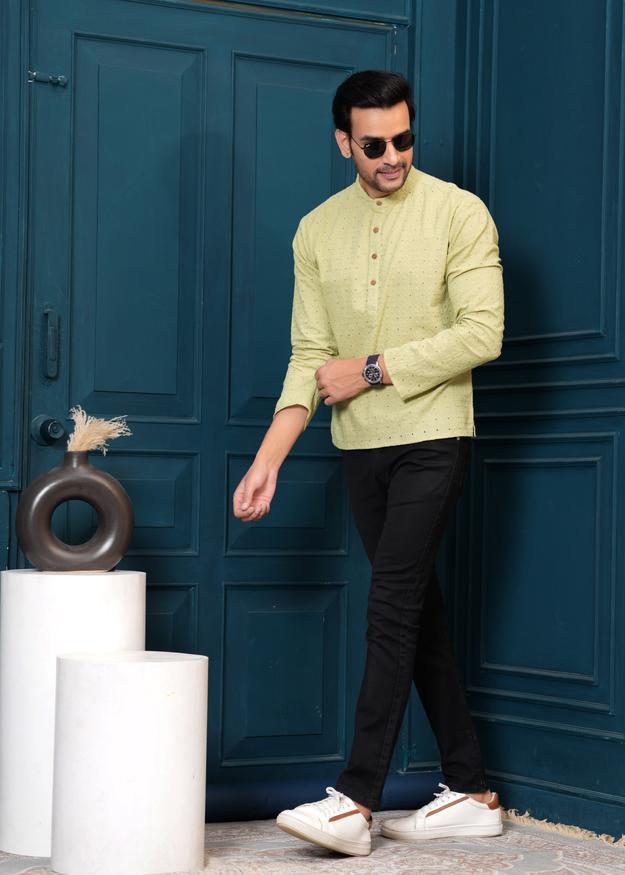 Cotton Green Self Design Kurta