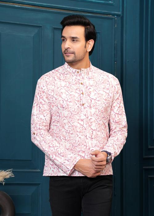 Cotton Pink Ethnic Print Kurta