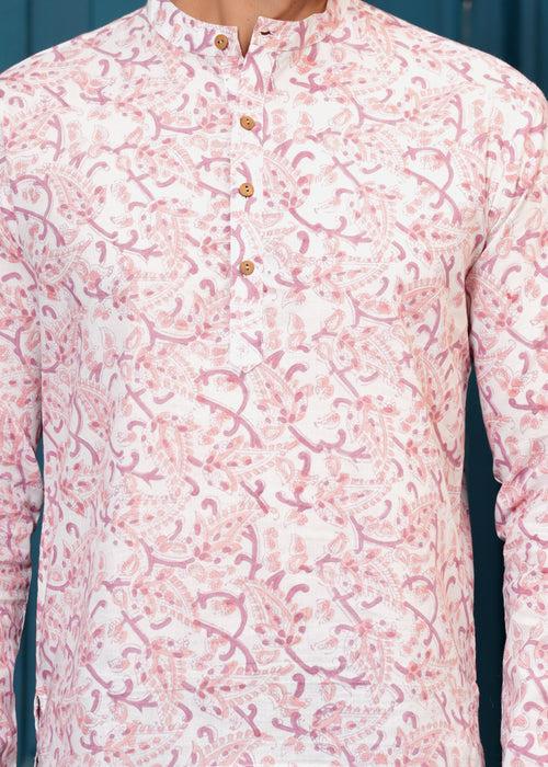 Cotton Pink Ethnic Print Kurta