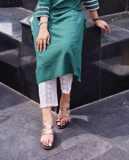 Emerald Straight Embroidered Pintuck Kurta