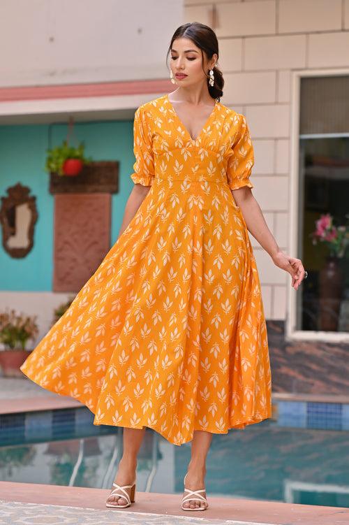 Sunshine Yellow Classy Cotton Dress