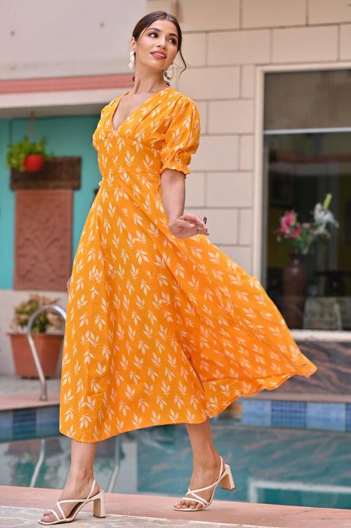 Sunshine Yellow Classy Cotton Dress