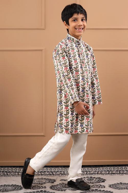 Boys Hand Block Floral Sustainable Kurta