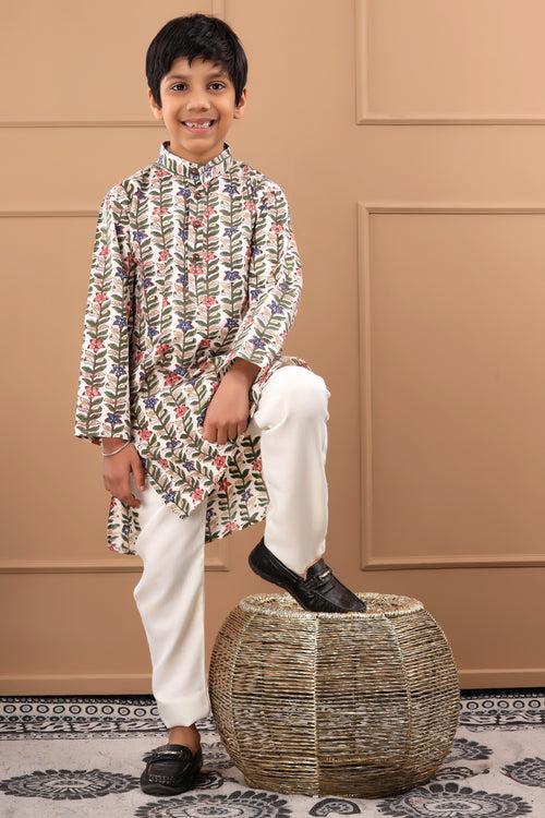 Boys Hand Block Floral Sustainable Kurta