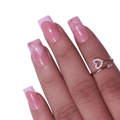 LONG SQUARE FRENCH TIPS (NAIL KIT INCLUDED)