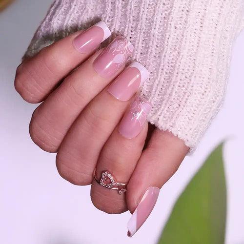 LONG SQUARE FRENCH TIPS (NAIL KIT INCLUDED)