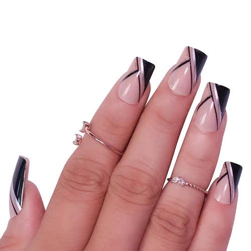 LONG SQUARE FRENCH TIPS (NAIL KIT INCLUDED)