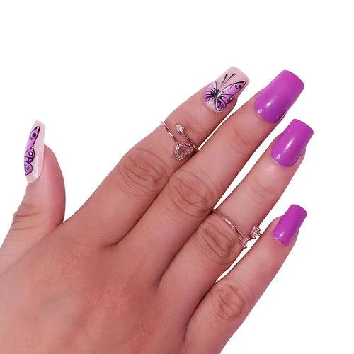 PRINTED BUTTERFLY NAILS- (NAIL KIT INCLUDED)