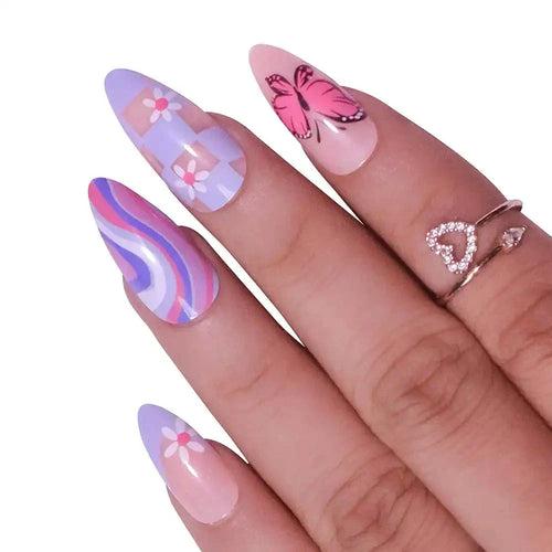 FLOWER PRINTED NAILS - (NAIL KIT INCLUDED)