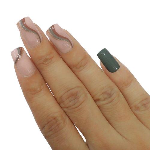 PRINTED LONG SQUARE NAILS (NAIL KIT INCLUDED)