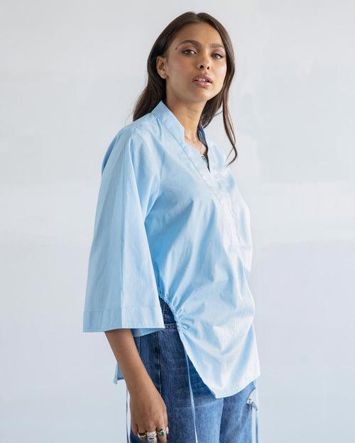 Ice Blue Side Cut-Out Shirt