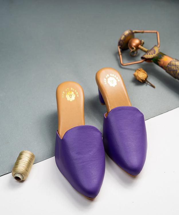 Purple Pop Mules Heels