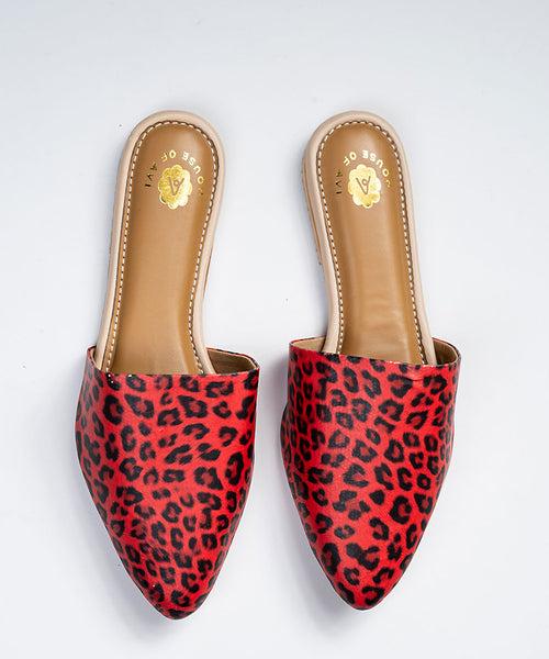 Scarlet Safari Flat Mules