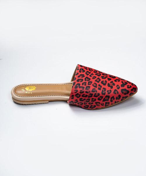 Scarlet Safari Flat Mules