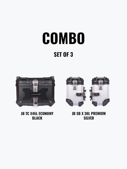 SET OF 3 Combo OF JB TC X45L Economy Black With Backrest Pad + JB SB X36L Premium Silver