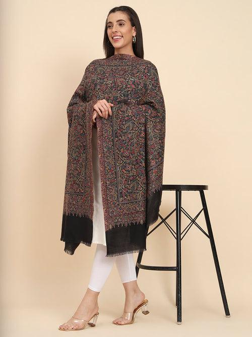 Women Black Kaani Wool Shawl (Size 101X203 CM)