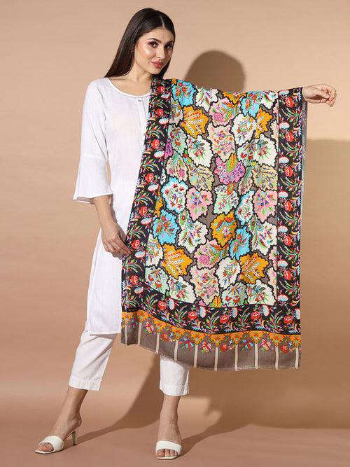 Women's Multicoloured Printed Stole (Size : 71X203 CM)