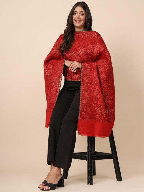 Women’s Red Solid Stole (Size 71X203 CM)