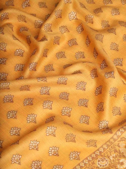 Women’s Melange Mustard Kaani Wool Shawl (Size 101X203 CM)