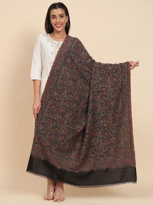 Women Black Kaani Wool Shawl (Size 101X203 CM)