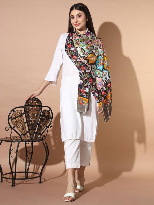 Women's Multicoloured Printed Stole (Size : 71X203 CM)