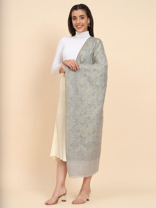 Women’s Light Grey Solid Stole (Size 71X203 CM)