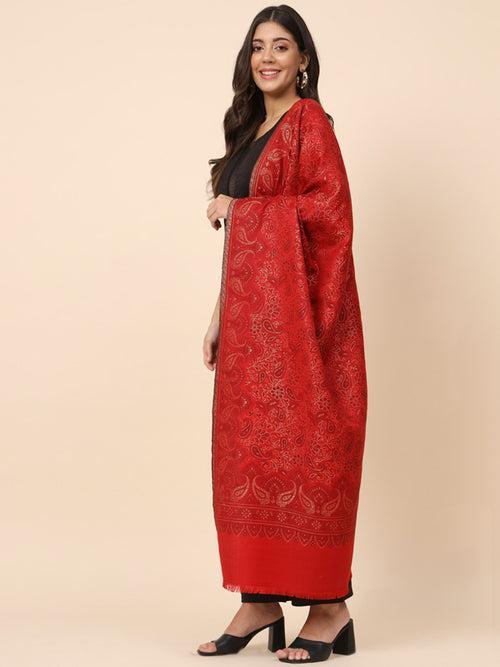 Women’s Red Solid Stole (Size 71X203 CM)