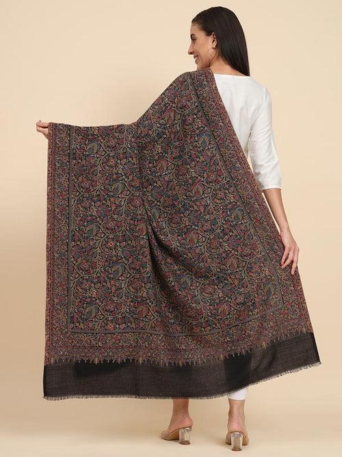 Women Black Kaani Wool Shawl (Size 101X203 CM)