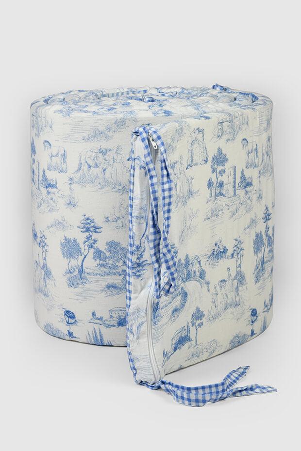 Toile Crib Bumper , Blue