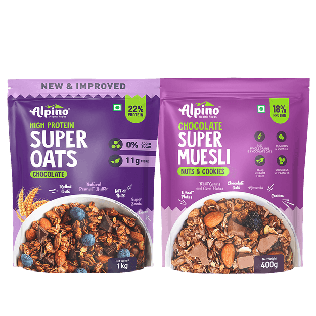 CHOCOLATEY CEREAL COMBO - High Protein Rolled Oats 1kg & Chocolate Super Muesli 400g - Super Saver Pack