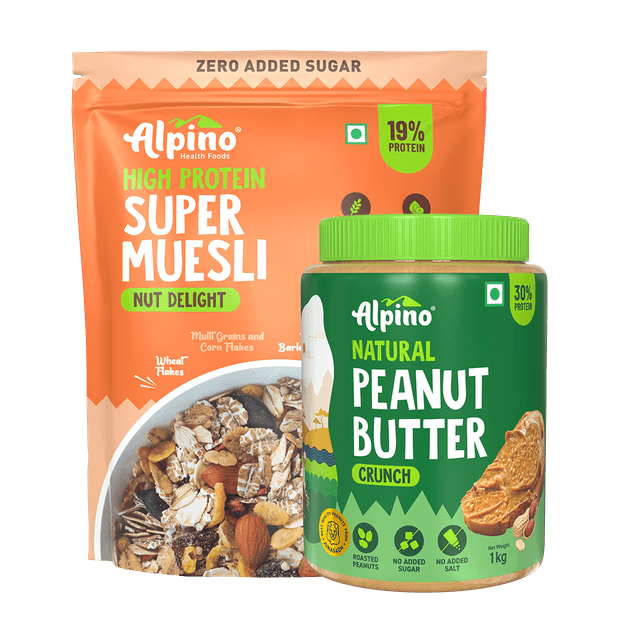 GOOD MORNING COMBO - Super Muesli Nut Delight 400g & Natural Peanut Butter Crunch 1kg - Value Pack