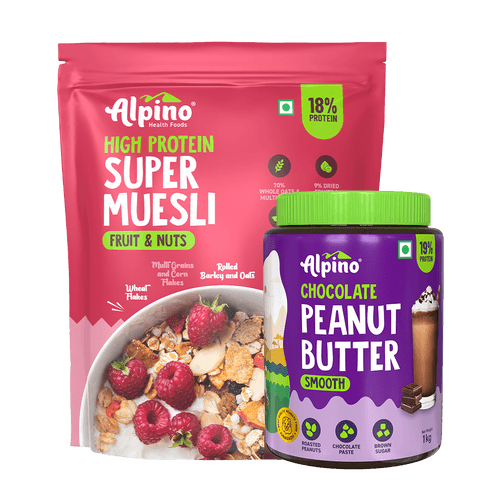 GOOD MORNING COMBO - Chocolate Peanut Butter Smooth 1kg & Super Muesli Fruit and Nuts 400g - Value Pack