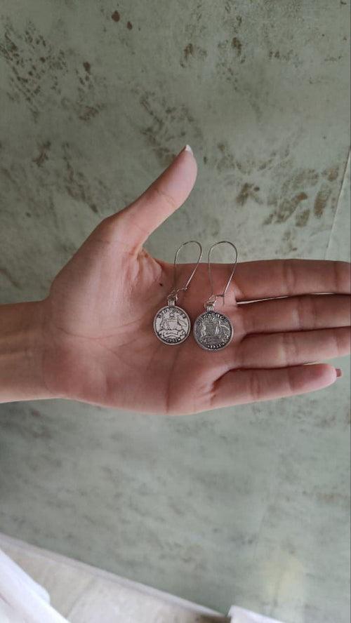Long Coin Silver Necklace Set