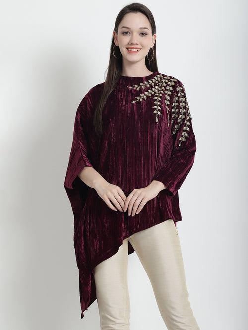 Jewell Plum Sh Beaded Cape