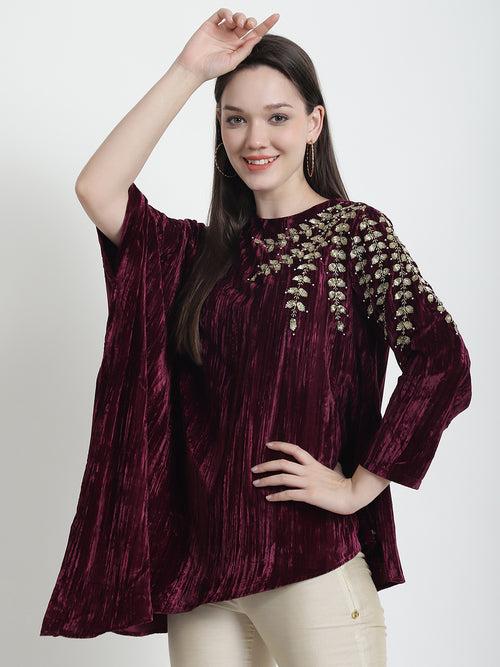 Jewell Plum Sh Beaded Cape